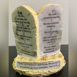 Ten Commandments Scripture Rock-Covenant Sculpture Heavy 4.2"